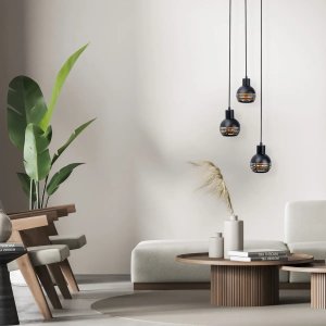 Lampa wisząca Lumes Metalowa lampa zwieszana CASCO 7092622 Nave potrójna nad stół czarny 4