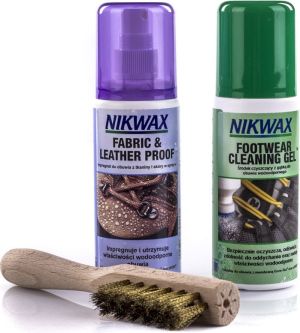 Nikwax Nikwax Zestaw do pielęgnacji obuwia Footwear Cleaning Gel/Fabric & Leather Proof + szczotka do zamszu 1