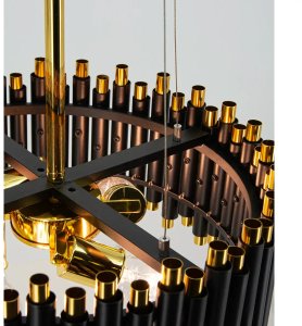 Lampa wisząca Elem Nowoczesna lampa wisząca NARNI 6235/4 BL TR Elem czarny okrąg złoty 4