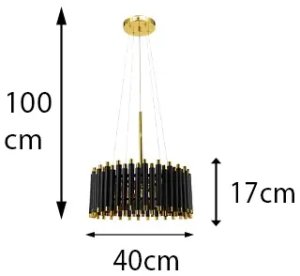 Lampa wisząca Elem Nowoczesna lampa wisząca NARNI 6235/4 BL TR Elem czarny okrąg złoty 7