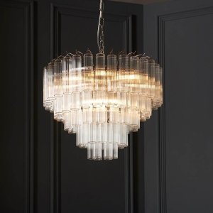 Lampa wisząca ENDON Lampa wisząca szklana Toulouse 104090 tuby nad stół nikiel 6