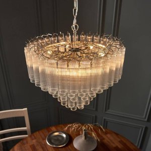 Lampa wisząca ENDON Lampa wisząca szklana Toulouse 104090 tuby nad stół nikiel 8