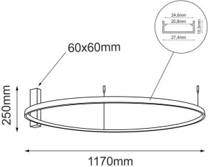 Lampa sufitowa Shilo Sufitowa lampa ring Agari 1350 Shilo LED 73,4W 3000K pierścień czarna 2