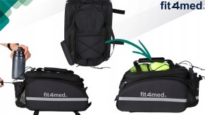 Fit4Med Torba Sakwa Rowerowa Na Bagażnik Tył Kieszeniami Wodoodporna Rozkładana 35L 6