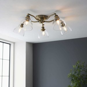 Lampa sufitowa ENDON Szklana lampa sufitowa Hansen 97248 Endon mosiądz przezroczysta 7