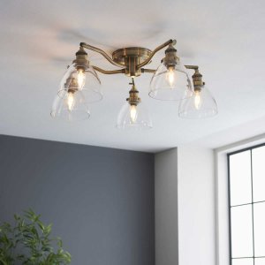 Lampa sufitowa ENDON Szklana lampa sufitowa Hansen 97248 Endon mosiądz przezroczysta 8