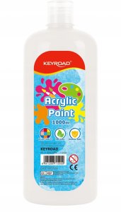 Keyroad Farba akrylowa KEYROAD, 1000ml, butelka, biała 2