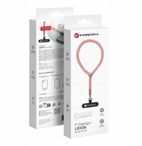 ForCell Smycz do telefonu na nadgarstek z regulacją długości Forcell F-Design L8X36 (max 18cm w pętli) różowo biała 6