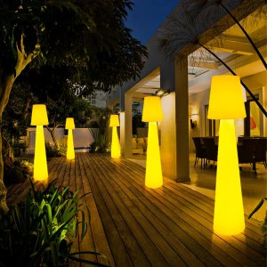 Lampa podłogowa Step into Design Stojąca lampa grzybek z pilotem Gardena ES-DC007 LED 5W RGBW IP65 biała 6