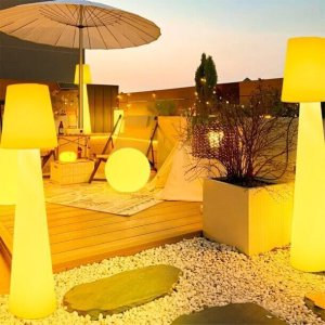 Lampa podłogowa Step into Design Stojąca lampa grzybek z pilotem Gardena ES-DC007 LED 5W RGBW IP65 biała 7