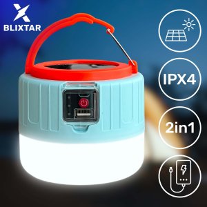 Verk BLIXTAR Lampa Solarna Turystyczna Kempingowa 2w1 Biwakowa Lampka LED, Powerbank 3