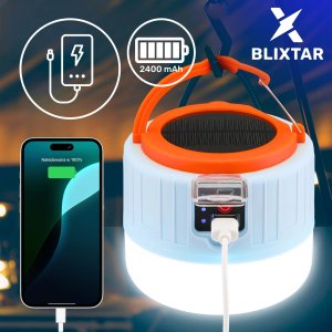 Verk BLIXTAR Lampa Solarna Turystyczna Kempingowa 2w1 Biwakowa Lampka LED, Powerbank 6