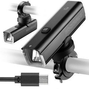 RockBros Lampka rowerowa przednia 1000 lm z kablem USB-C - USB-A - czarna Lampka rowerowa przednia 1000 lm z kablem USB-C - USB-A - czarna 2