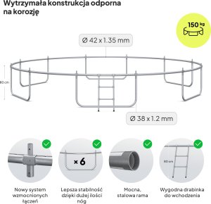 Trampolina ogrodowa Zipro Jump Pro z siatką zewnętrzną 16FT 496cm 3