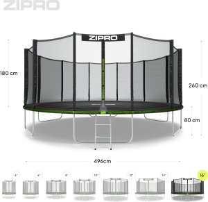 Trampolina ogrodowa Zipro Jump Pro z siatką zewnętrzną 16FT 496cm 10