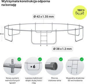 Trampolina ogrodowa Zipro Jump Pro z siatką wewnętrzną 16FT 496cm 3