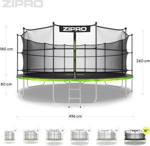 Trampolina ogrodowa Zipro Jump Pro z siatką wewnętrzną 16FT 496cm 10