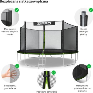 Trampolina ogrodowa Zipro Jump Pro z siatką zewnętrzną 14FT 435cm 6