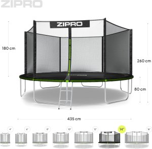 Trampolina ogrodowa Zipro Jump Pro z siatką zewnętrzną 14FT 435cm 10