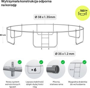 Trampolina ogrodowa Zipro Jump Pro z siatką wewnętrzną 14FT 435cm 3