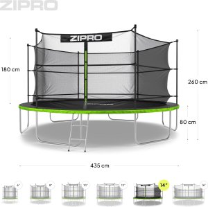 Trampolina ogrodowa Zipro Jump Pro z siatką wewnętrzną 14FT 435cm 10