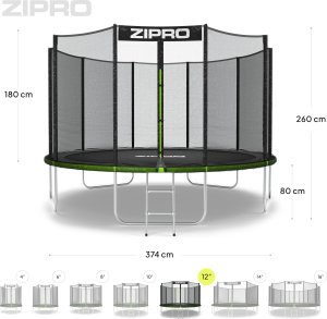 Trampolina ogrodowa Zipro Jump Pro z siatką zewnętrzną 12FT 374cm 10