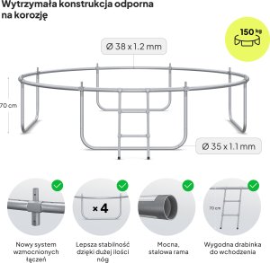Trampolina ogrodowa Zipro Jump Pro z siatką zewnętrzną 10FT 312cm 3