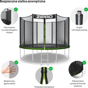 Trampolina ogrodowa Zipro Jump Pro z siatką zewnętrzną 10FT 312cm 6