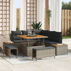 vidaXL Zestaw sof na ogród z poduszką 8 pcs Szary Polirattan Lumarko! (3364858 VidaXL) 2