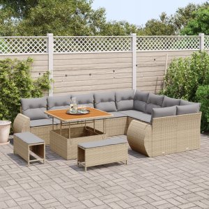 vidaXL Zestaw sof na ogród 12 pcs beżowo-jasnoszary 100 x 100 x 71 cm Lumarko! (3363857 VidaXL) 3