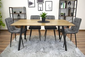 OSKAR Krzesło ciemnoszare tapicerowane KARA aksamit 4 szt loft nowoczesne 12