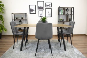 OSKAR Krzesło ciemnoszare tapicerowane KARA aksamit 4 szt loft nowoczesne 10