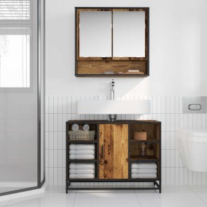 vidaXL vidaXL Szafka Łazienkowa z półką Stare drewno 80 x 33 x 60 cm 4