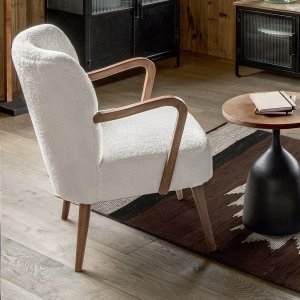 Atmosphera Fotel biały baranek CHIARA 3