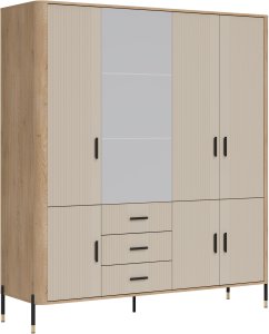 BogFran Szafa z lustrem i szufladami pokojowa 185 cm Dąb Kaszmir Czarny DANTE DT17 6