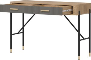 BogFran Toaletka z szufladami Biurko Stolik 120 cm Dąb Szary Złoty DANTE DT19 3