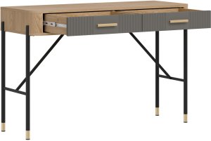BogFran Toaletka z szufladami Biurko Stolik 120 cm Dąb Szary Złoty DANTE DT19 7