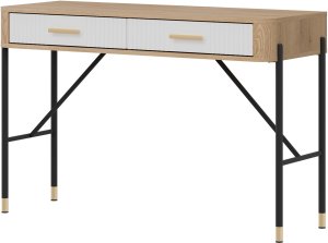 BogFran Toaletka z szufladami Biurko Stolik 120 cm Dąb Biały Złoty DANTE DT19 2
