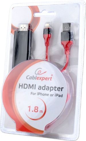 Kabel USB Gembird Lightning - HDMI 1.8 m Czerwony (CC-LMHL-01) 2