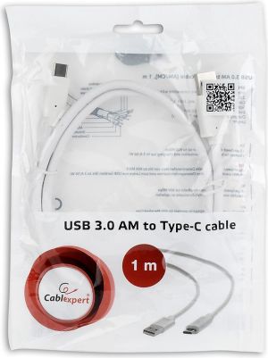Kabel USB Gembird USB-A - 1 m Biały (CCP-USB3-AMCM-1M-W) 3
