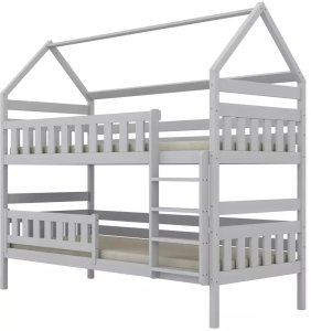 Kocot Kids Łóżko piętrowe domek FELIKS 200x90 białe drewniane trzyosobowe z szufladami KOCOT KIDS 3