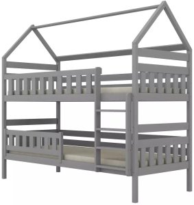 Kocot Kids Łóżko piętrowe domek FELIKS 200x80 szare drewniane trzyosobowe KOCOT KIDS 2