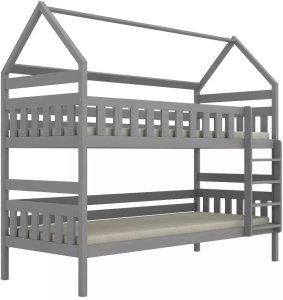 Kocot Kids Łóżko piętrowe domek FELIKS 200x80 szare drewniane trzyosobowe KOCOT KIDS 3