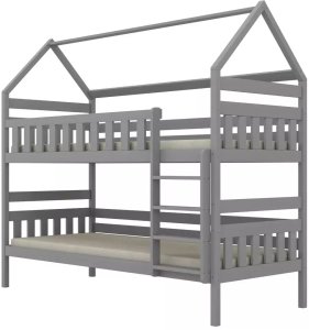 Kocot Kids Łóżko piętrowe domek FELIKS 200x80 szare drewniane trzyosobowe KOCOT KIDS 5