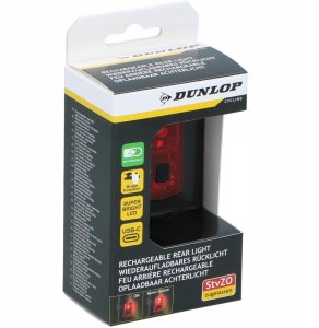 Dunlop LAMPKA ROWEROWA NA TYŁ LED USB - C Z FUNKCJĄ STOP CERTYFIKAT DUNLOP 3