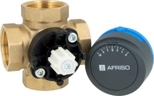 Afriso Zestaw regulacyjny ProClick: 4-drogowy obrotowy zawór mieszający ARV 484 ProClick, DN25, Rp1, Kvs 9 + siłownik elektryczny ARM 343 ProClickA 5