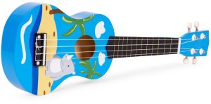Multistore Gitara ukulele dla dzieci drewniana 4 struny nylonowe kostka do gry ECOTOYS EDUKAMP 3