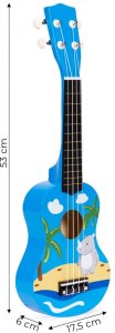 Multistore Gitara ukulele dla dzieci drewniana 4 struny nylonowe kostka do gry ECOTOYS EDUKAMP 10