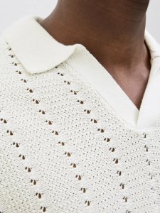 Jack & Jones Jack&Jones koszulka męska JORPAROS KNIT ESTER SS CROCHET POLO 12272562 SEA SALT XL 3
