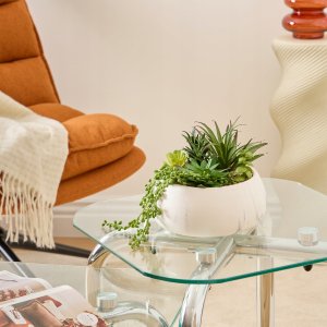 Atmosphera Sztuczne sukulenty w ceramicznej doniczce z marmurowym wzorem, wys. 18 cm 4